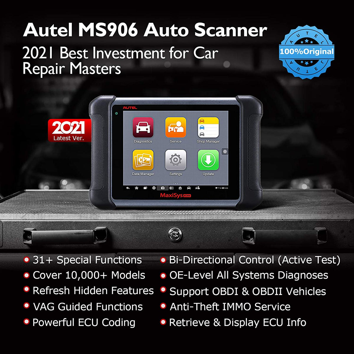 Autel Maxi Sys MS906-1 Car Diagnostic Scan Tool All Systems Diagnoses with  ECU Coding, Key Coding,36+ Service, FCA Autoauth