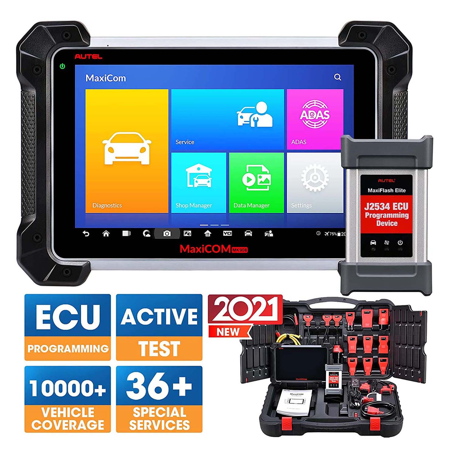 Autel MaxiCOM MK908 Pro II MK908P II Automotive Diagnostic Tablet J2534  Reprogramming Tool Support SCAN VIN and Pre&Post Scan Upgraded of Autel